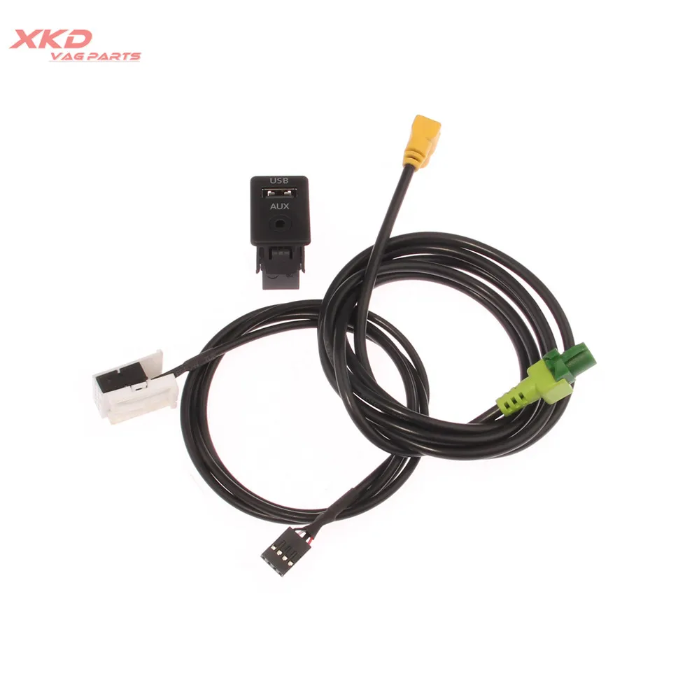 USB AUX v Vtičnico & Komplet kablov Za V, W Passat B6 B7 R36 CC Tiguan RCD510 RNS315