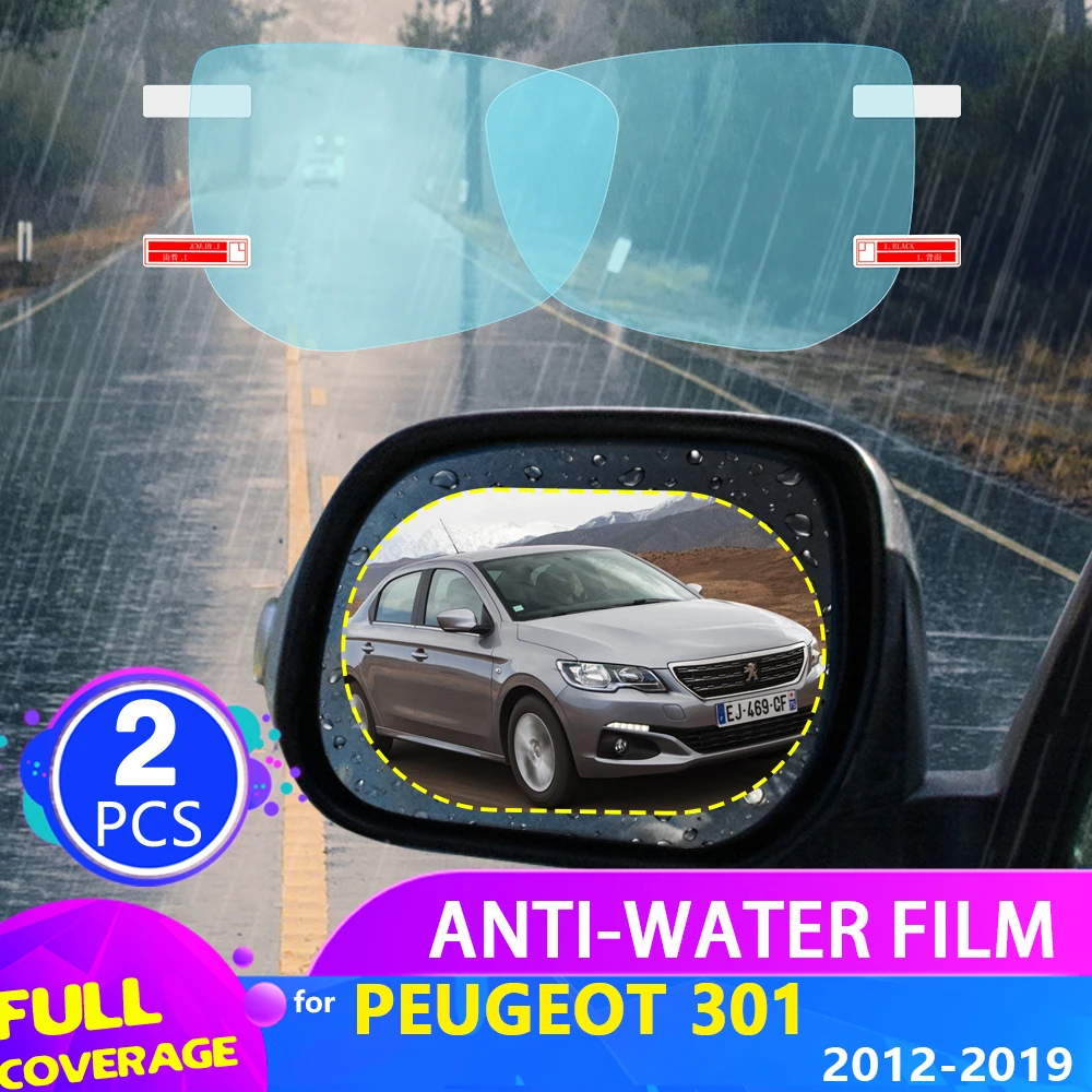 Avto Rearview Mirror Film za Peugeot 301 2012~2019 Polno Kritje Anti Meglo Rainproof Nalepke, Dodatki 2013 2016 2017