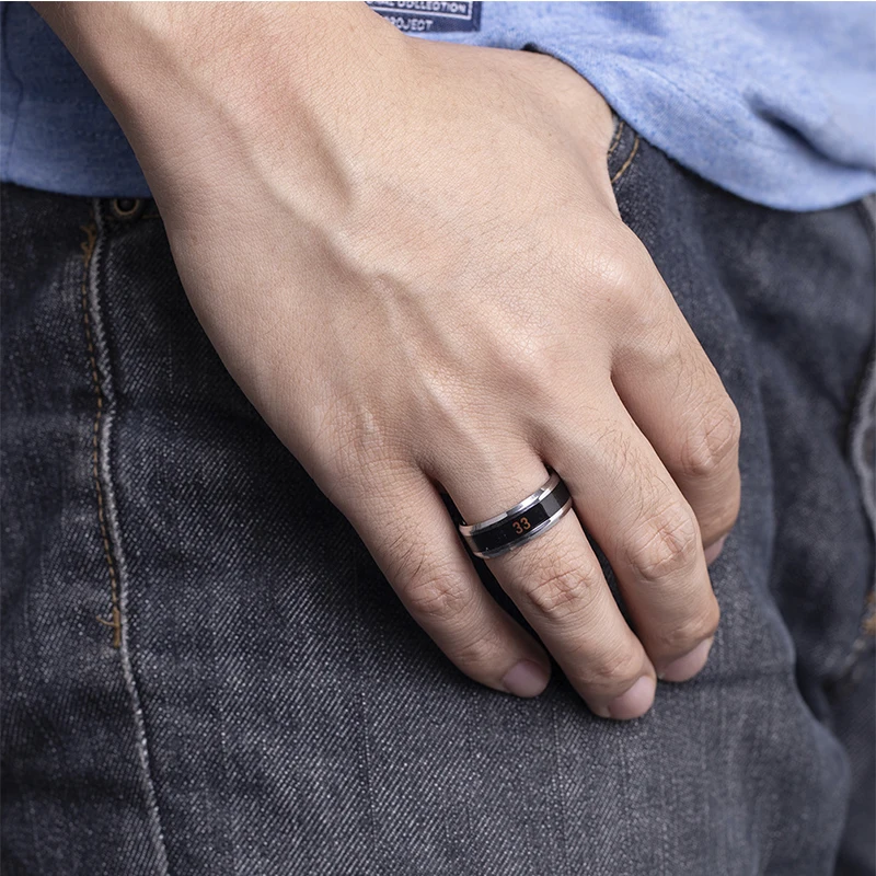 Temperatura obroč iz nerjavečega jekla moda preprost prstan Par poroko mens Lahko merite temperature 2021 darila za moške dodatki