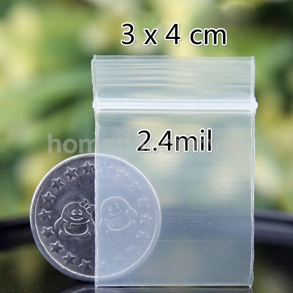 2x 100 kozarcev prozorno Plastično Vrečko Zip Poli Plastičnih Baggies Reclosable Mini Nakit Vrečko za Shranjevanje 1.2 1.6 gx' za 2,4 mil