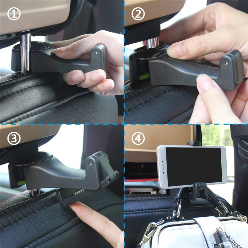 Univerzalni Avto Vzglavnik Kljuke z Držalom za Telefon Backseat za IPhone X XS 8 Plus Samsung Huawei Sedež Nazaj Mobilne Posnetek Stojalo Gori