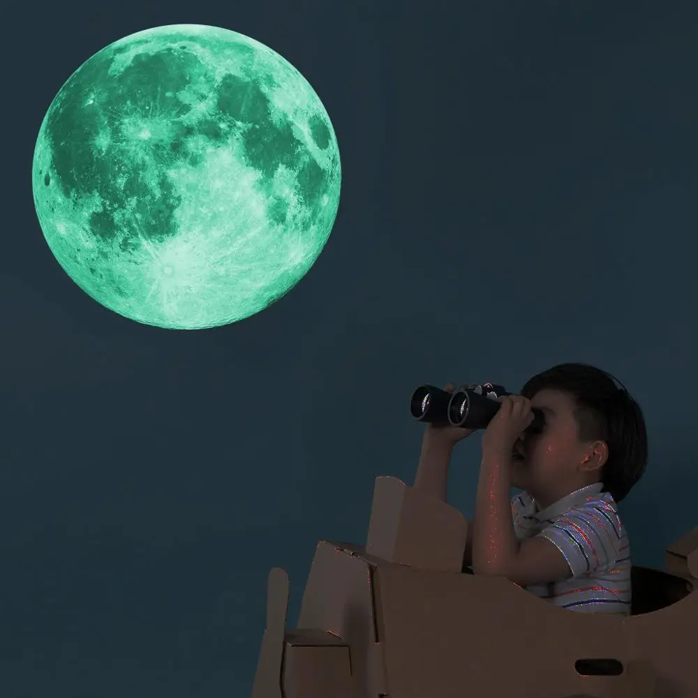 8/12/20/30 cm Shranjevanje Energije Fluorescentna Svetila V temi DIY 3D Luna Zemlja Stenske Nalepke za otroke Sobe Dekor Doma dekoracijo