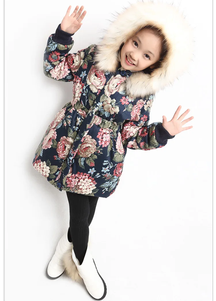 2020 Zimsko Dekle, Plašči Za Moda Otroke Oblačila Dolgo Jakno Cvetje Zgostitev Plašč Toplo Hooded Otrok Vrhnja Oblačila Parkas