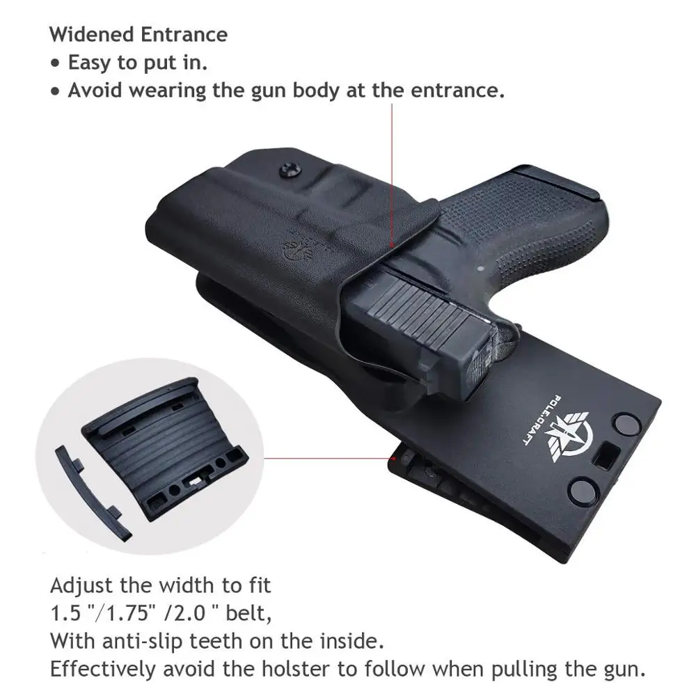 OWB Kydex Tulec, Fit: Glock 43 / 43X (Gen 3 4 5) - Zunanji Pas Nosite - Adj. Širina Višina Hrambe Ne moremo, Razširjen Vhod