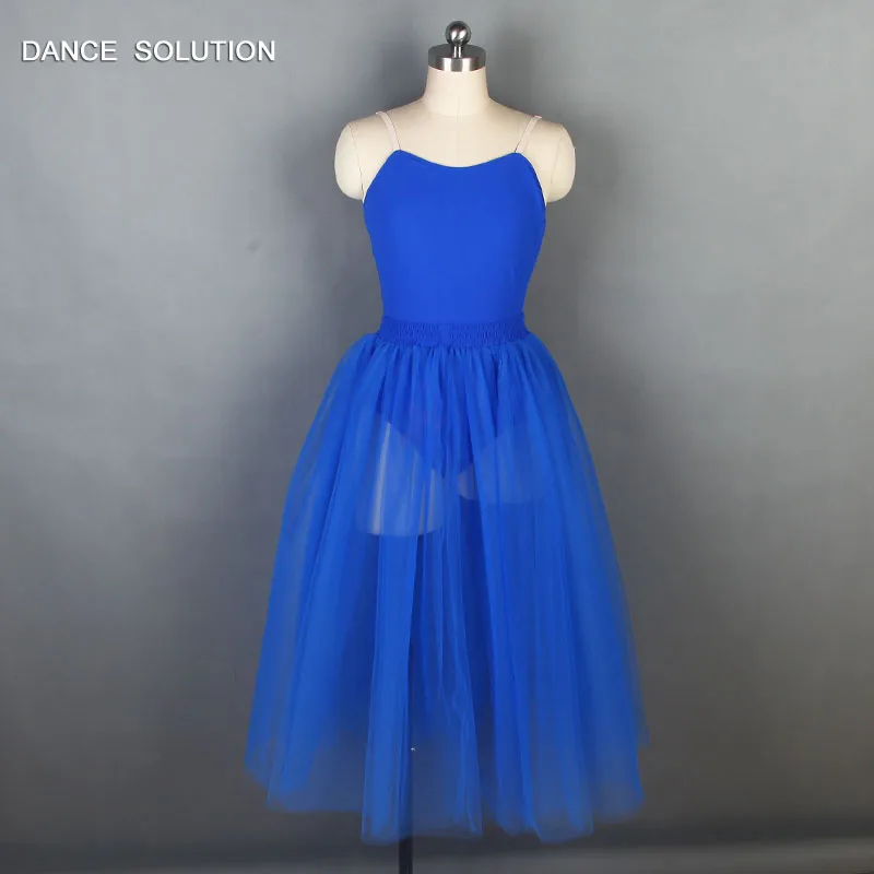 2 v 1 Modra Ombre Odraslih dekleta balet ples tutu kostum nastavite camisole leotard in dolgo balet tutu krilo ženske balet tutus 15553