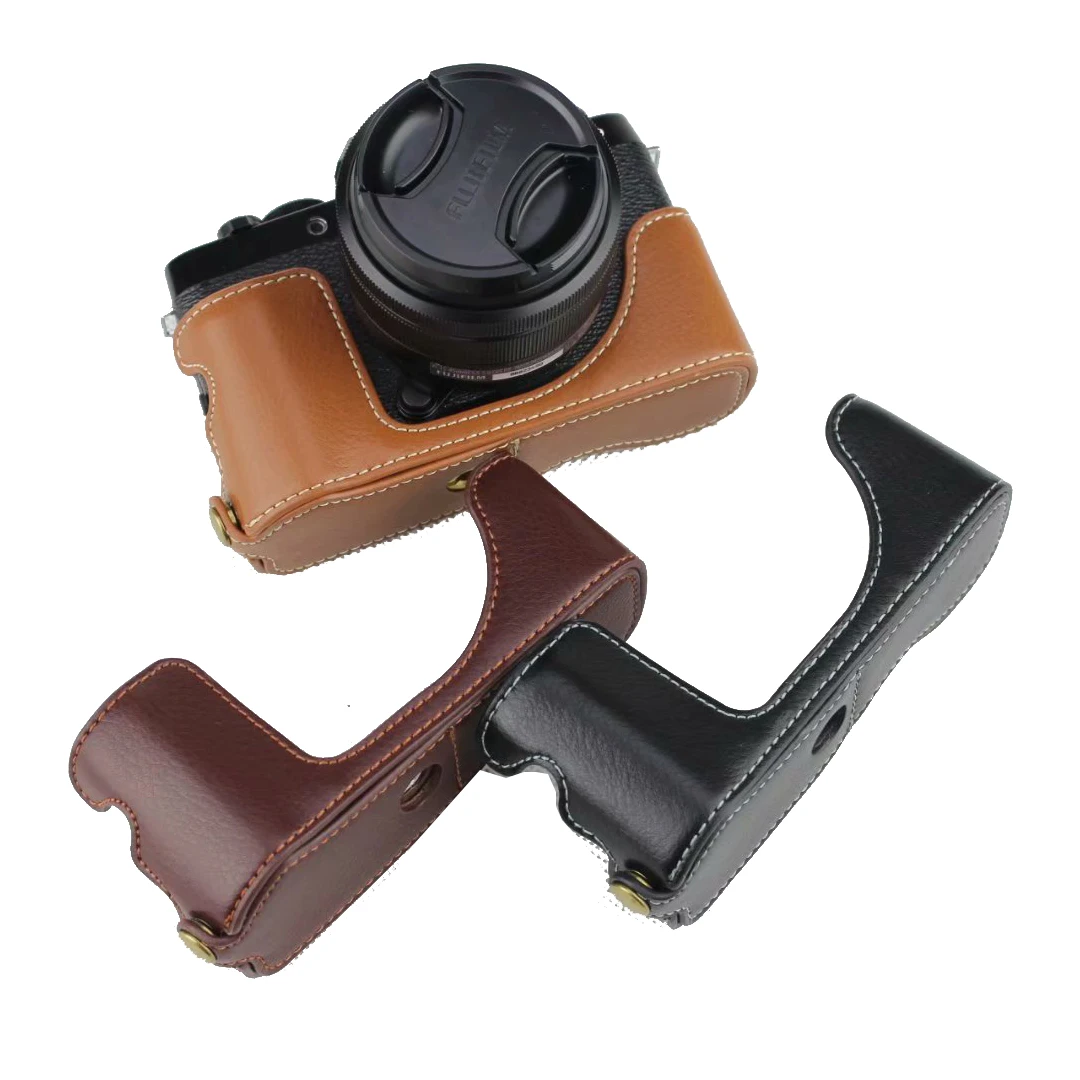 Pravega Usnja Fotoaparat Torba Za Fujifilm XT100 Profesionalni Fotoaparat Pol Primeru Zajema Polovico Telesa Odprite Baterije