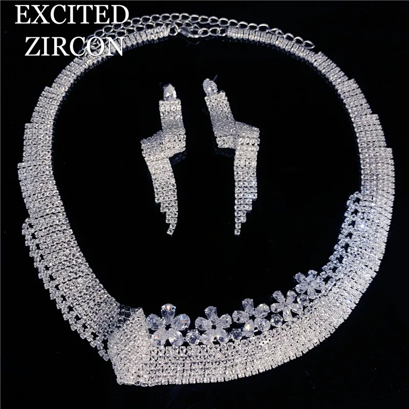 Modni nakit za ženske ogrlica, uhani visijo poroko neveste družico cirkon nakit set stranka izvrstno darilo