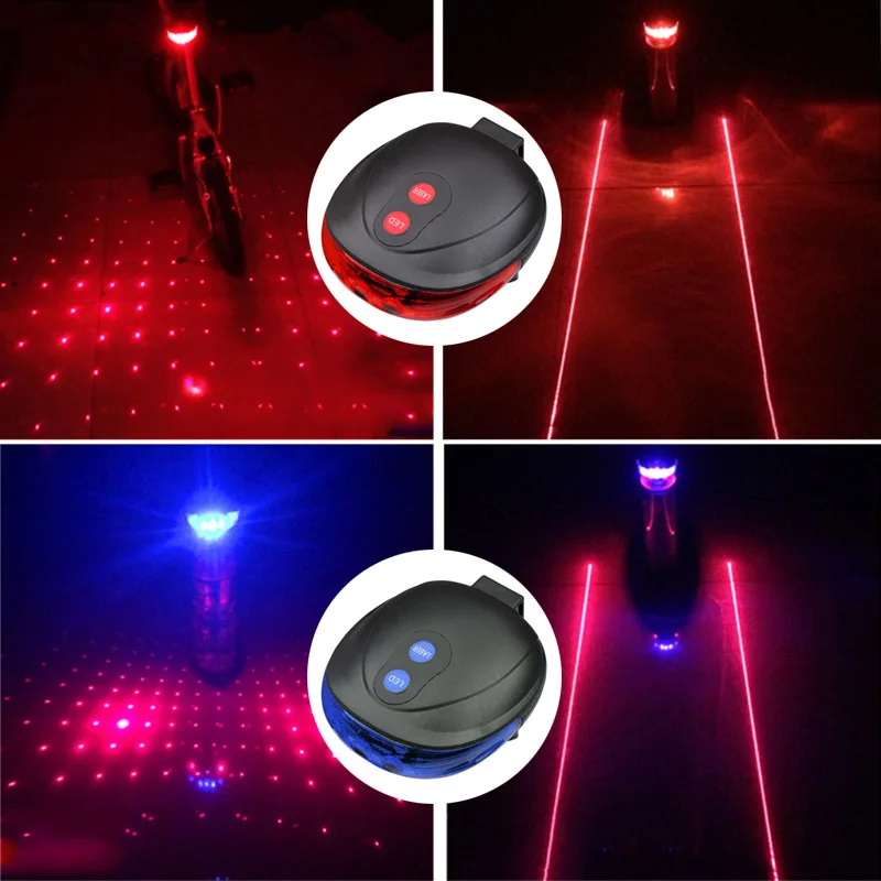 5LED+2Laser Gorski Cesti Kolo Kolo Svetlobe Laserskega Rep Svetlobe Kolesarjenje Varnost Opozorilo Zadaj Lučka 7 Model Previdno SEC88