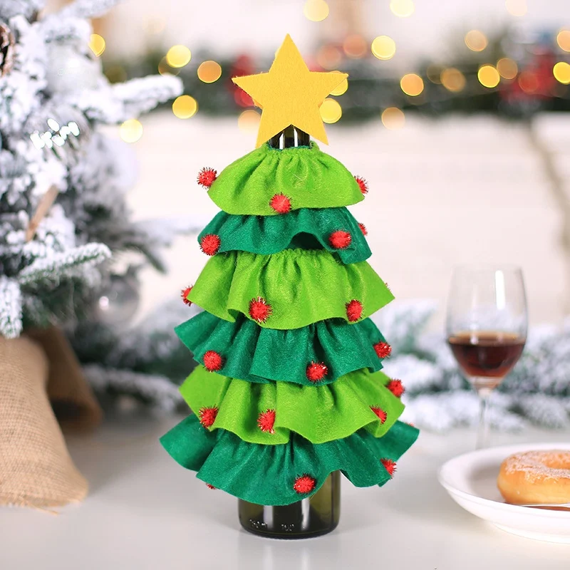 Božično Drevo Design Steklenico Vina Skp Počitnice Pokrovček Nastavite Božično Zabavo Počitnice Mizo Dekoracijo