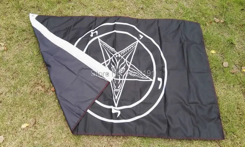 Baphomet cerkev satan zastavo 5 m * 3 ft - Vitezov Templjarjev Satan pentagram kozje zastavami in transparenti Poliester zastav 2 sponke