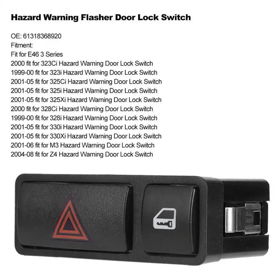 Nevarnost Opozorilo Flasher Vrat Stikalo za Zaklepanje 61318368920 Primerni za E46 3 Serije avto stikalo rele
