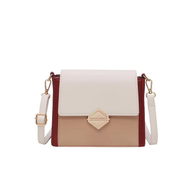 Moda kontrast barve kvadratek vrečko enostavno široko naramnico Messenger bag torbice novih širokopasovnih 2019ins