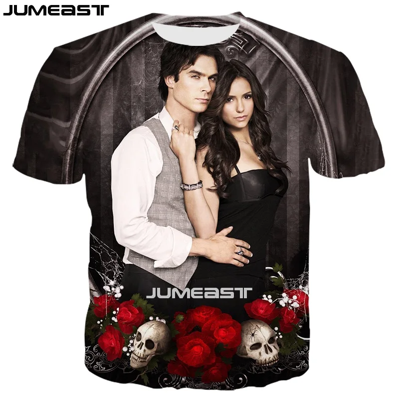 Jumeast blagovne Znamke Moških/Žensk 3D Natisnjeni T-Shirt Je Vampir Dnevniki Kratek Rokav T Shirt Šport Puloverju Vrhovi Tees