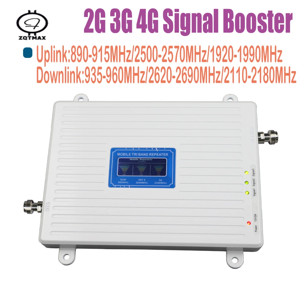 ZQTMAX 4g 2g gsm repetitorja 900 2100 2600 Tri Band mobilni telefon signal booster LTE mobilnega signala ojačevalnika