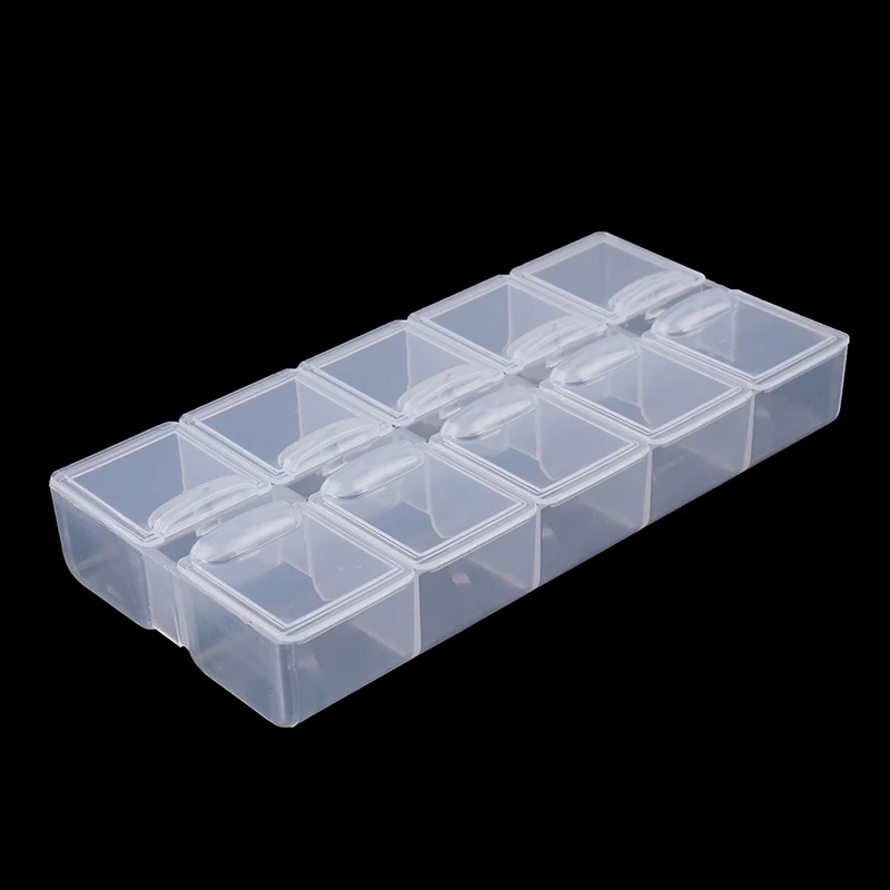 1pc Plastičnih Prazna Škatla za Shranjevanje 10 Reže za Nail Art Nosorogovo Orodja Nakit Škatla za Shranjevanje Vezenje Pribor Primeru Organizator