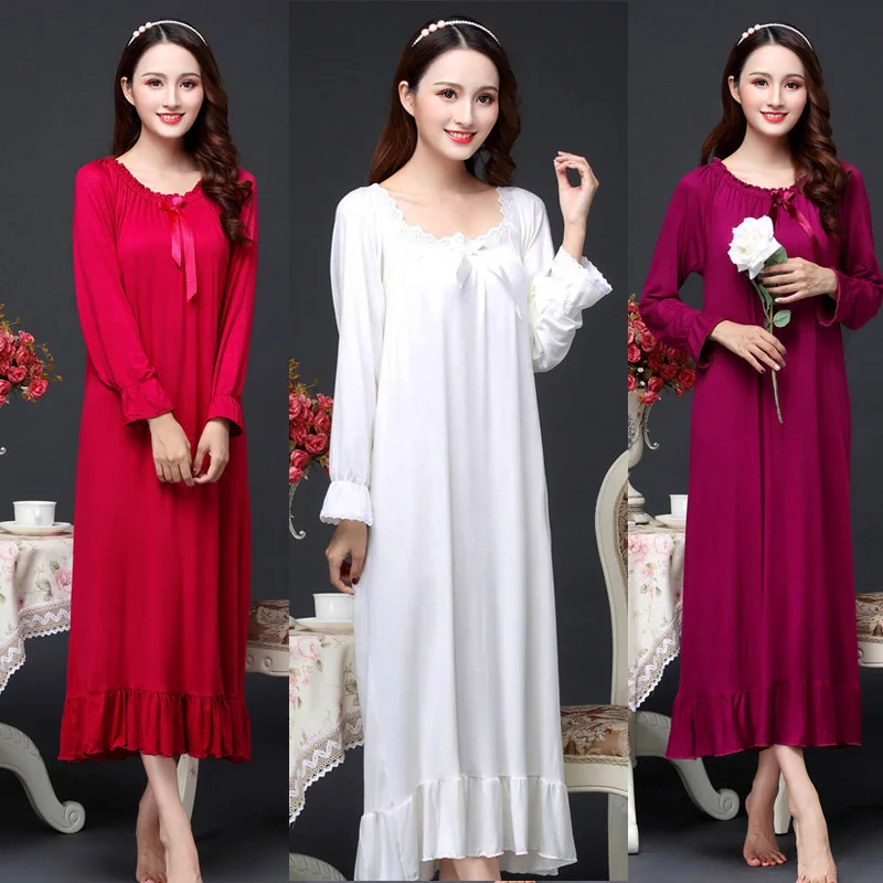 Pomlad ženske Modal bombaž Nightgowns plus velikost M-XL, 2XL roza Sleepwear nosečnica Dolgo nightgowns Modal homewear
