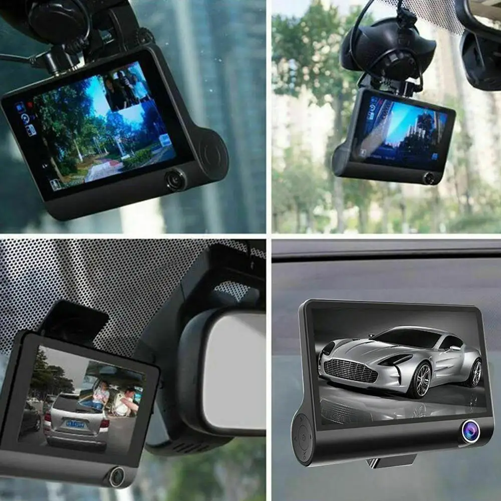 Avto DVR Kamere Objektiv 4.0 Palčni Dash Fotoaparat Dvojno Objektiv Cam Video Snemalnik Dvr Z Registrator Dash Zadaj Auto Fotoaparat E8V8