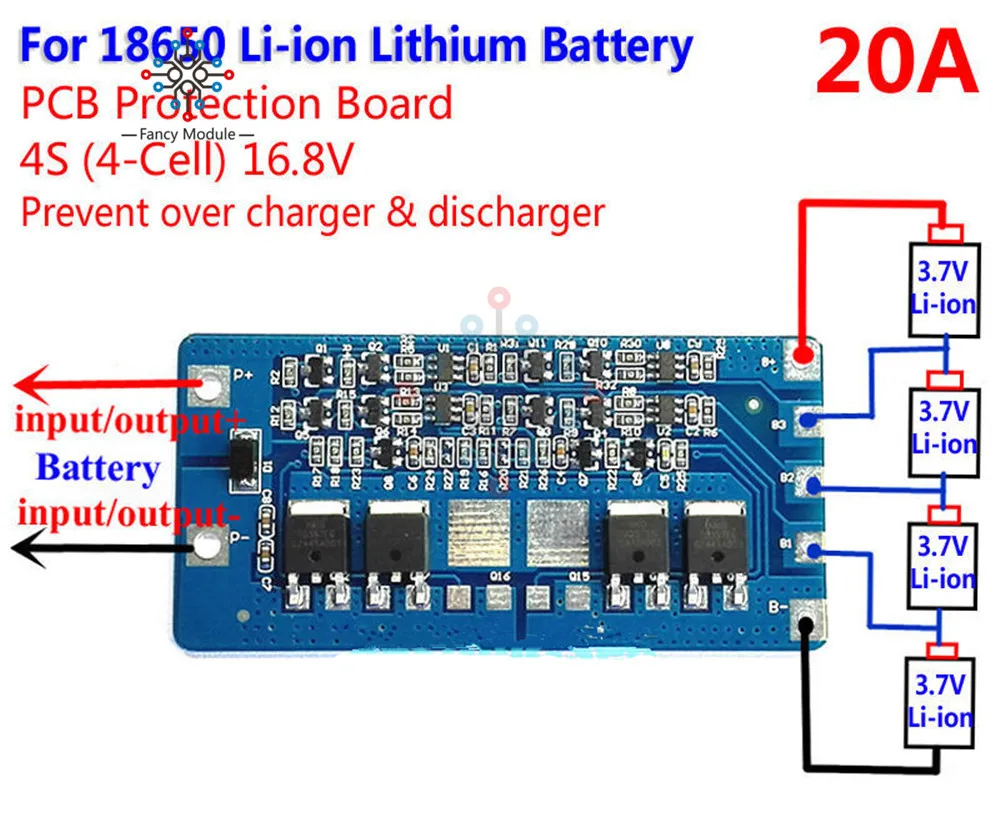 4S 20A Li-ion, Litij-18650 Baterijo BMS Varstvo PCB Board 14.8 V 16.8 V Celico 65X32X4mm Modul Odbor