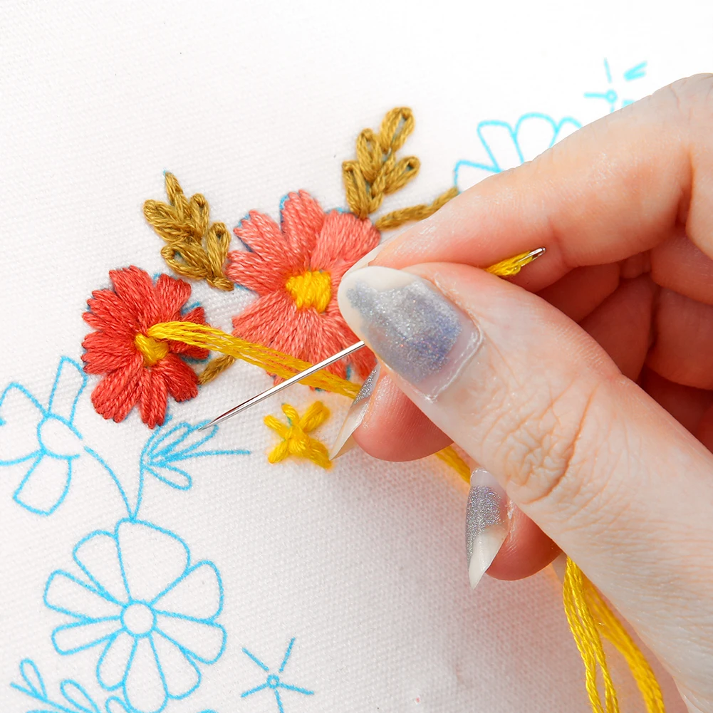 Ročno Vezenje, Komplet Opremljeno Barva Cvet DIY Needlework Navzkrižno Šiv Handwork Spalnica Visi Wall Art Okras Doma
