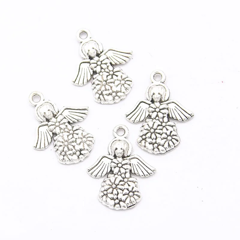 20PCS 16*22 mm Kovinske zlitine čar angel girl antik srebrni okrasni obesek DIY ročno izdelan nakit ogrlica postopek odločanja