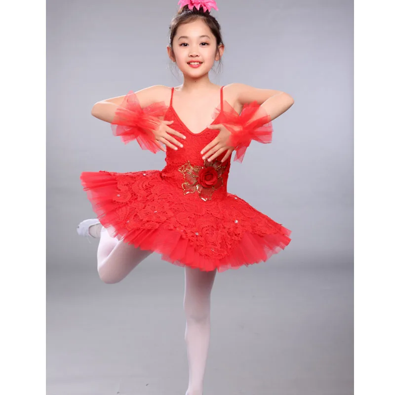 Rdeča Otroke, Balet Obleko Kostume Otroci Swan Lake Vzorec Balerina Obleko Ples Obrabe Tutus Dekleta Strokovno balet Obleke