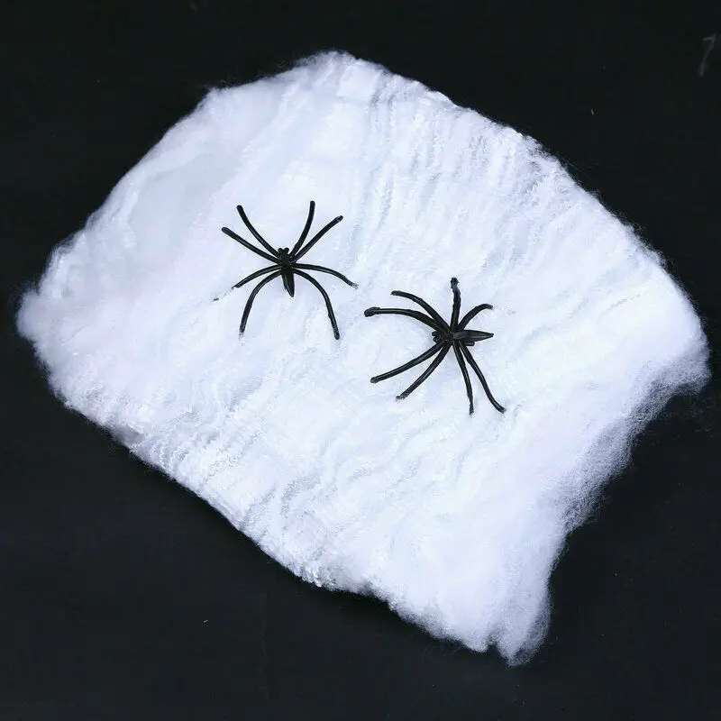 Spider Web Halloween Dekoracijo Uklet Hiša Groze, Bela Stretchy Cobweb Notranja Zunanja Sablastan Rekviziti Strašno Party Scene