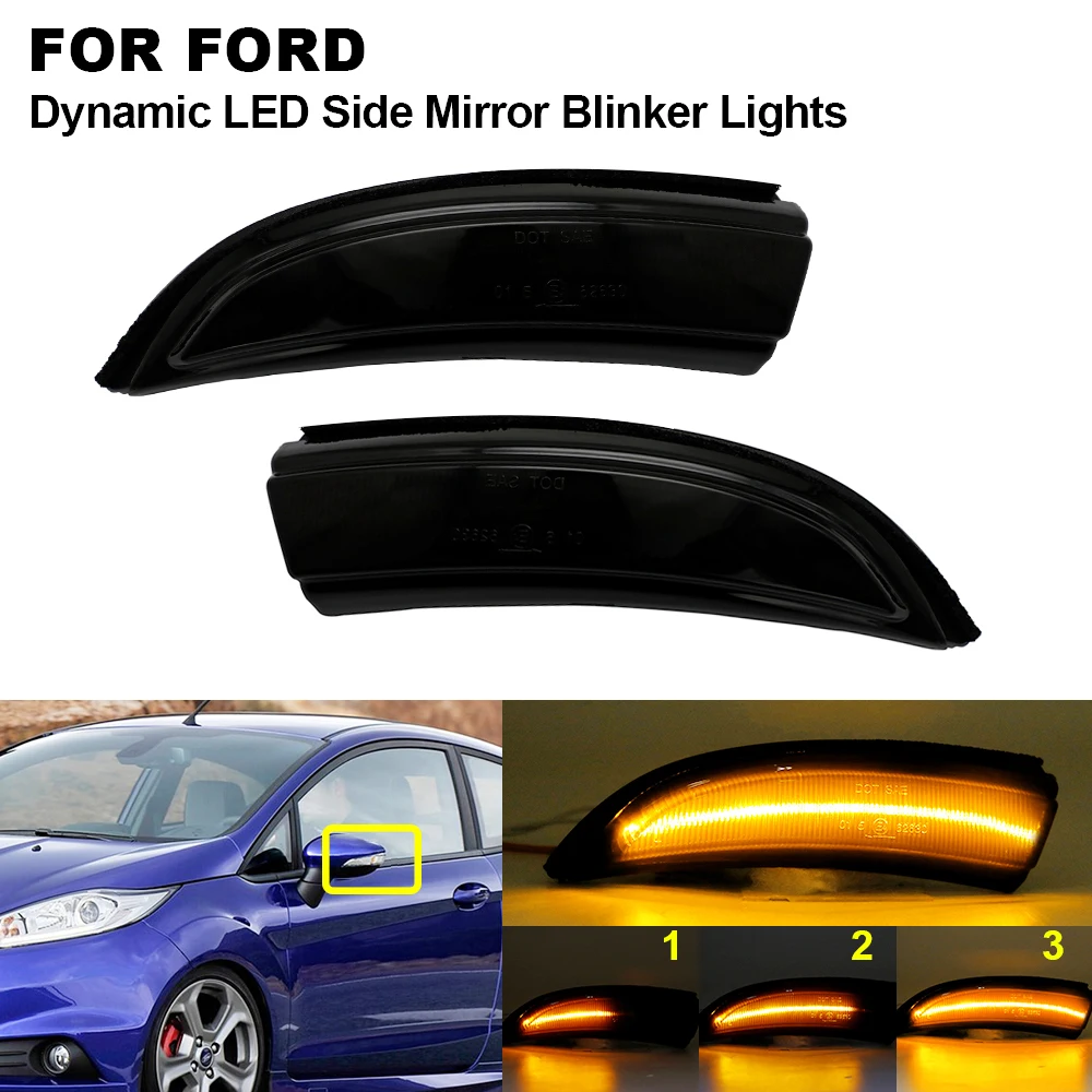 2x Prekajene Dinamično Zaporedno LED Strani Ogledalo Obrnejo Signal Blinker Luč Za Ford Fiesta 2011 2012 2013 2016 2017 2018