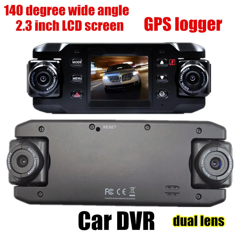 Avto DVR X8000 2.3 palčni LCD-140 stopnja širokokotni Dvojno Objektiv auto vozila digitalni video Snemalnik Night Vision podporo GPS