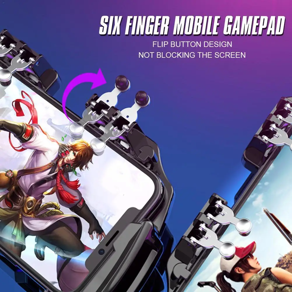 Šest Prst Mobilne Gamepad Krmilnik za Igre za PUBG Mobilni Telefon Igra Palčko, s Odvajanje Toplote Funkcija za Iphone Xiaomi