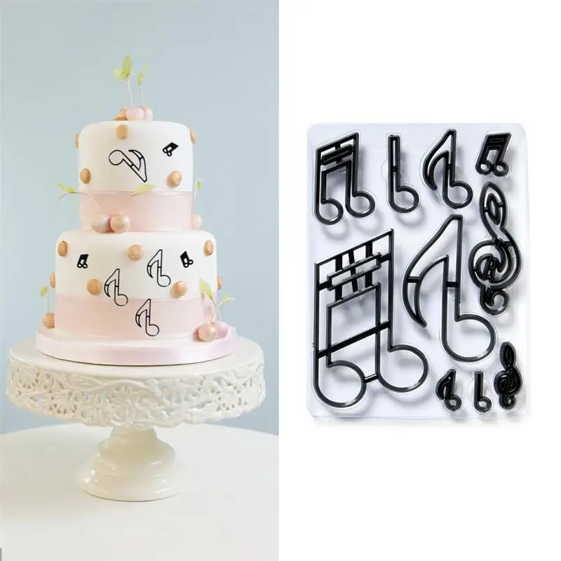 10PCS Peko Reliefi Plesni Glasbi Simbol Temo Cookie Cake Rezanje Plesni Upoštevajte, Fondat Torto Žigosanje DIY Peko Dekoracijo Orodje