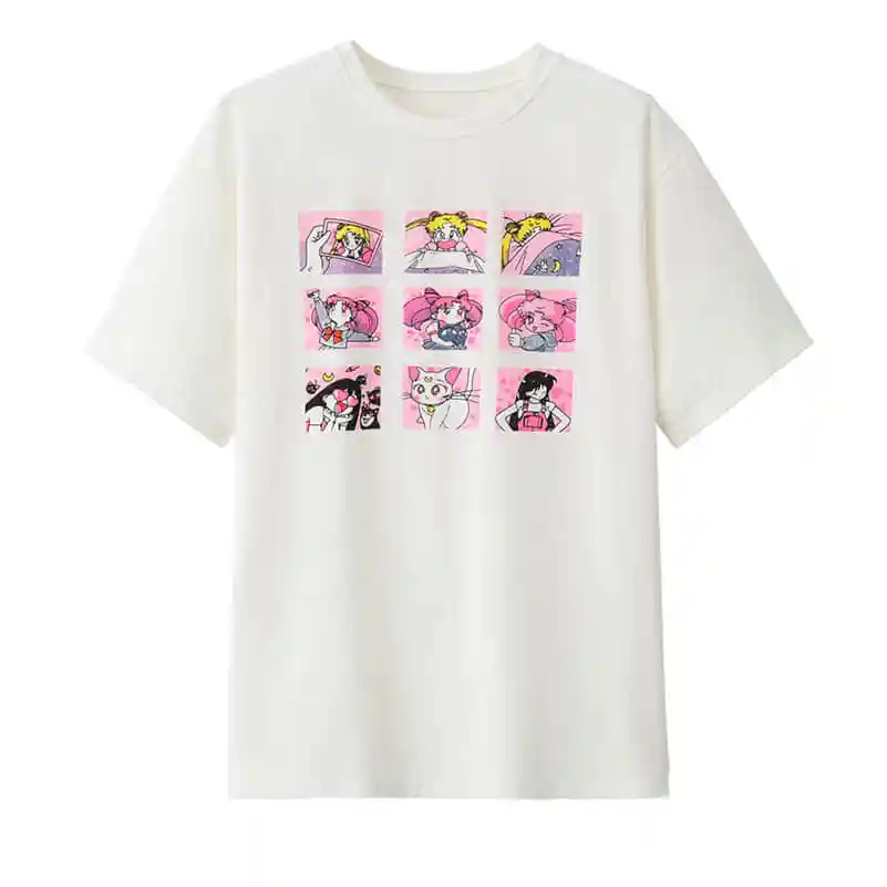 NiceMix Kawaii T Shirt Poletje Ženske Vrhovi 2021 Harajuku T-majice, Tiskanje Sailor Moon Svoboden Kratek Rokav Plus Velikost Tee Shirt Femme