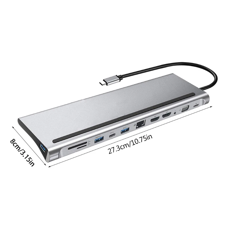 12-V-1 USB Tip-C Središče za Dvojno Rj45 Multi USB 3.0 Napajalnik Razširitvene Postaje za Prenosnik Podporo Pd Prenos