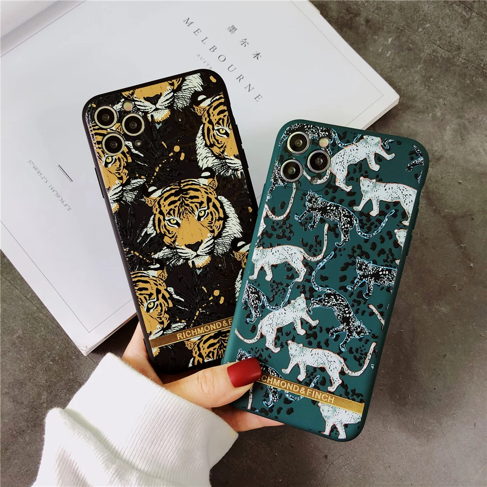 Vroče Luksuzne blagovne Znamke, Tiger, Leopard, richmond ščinkavec Silicij Primeru za iPhone mini 12 11 Pro X XS MAX 8 7 Plus 3D relief moda pokrov