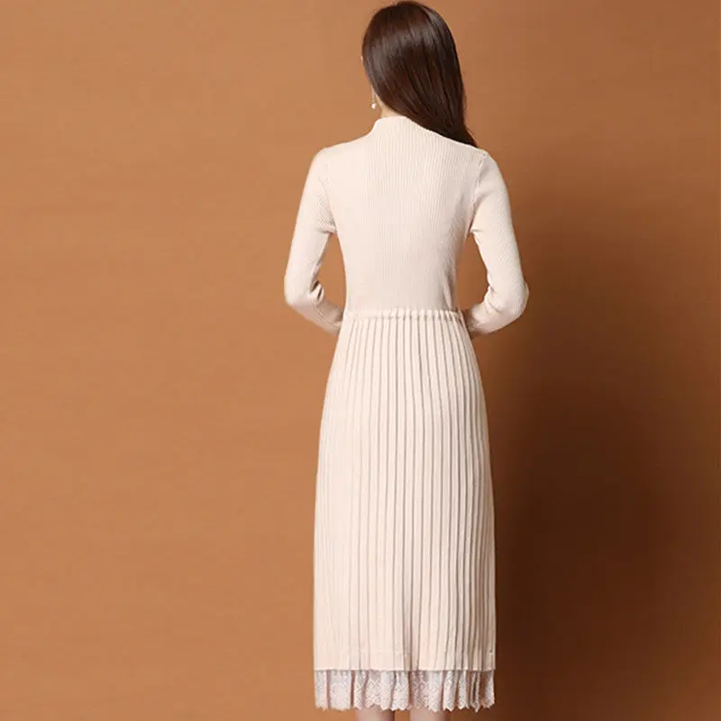 Ženska Estetske Maxi Plus Velikost Pulover Obleko za Ženske Zimske korejski Moda Priložnostne Pletene Bodycon Letnik Svoboden Seksi Obleke
