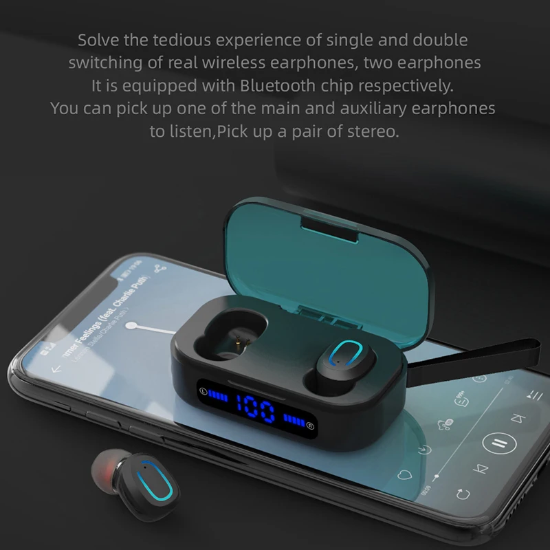 T20 Bluetooth Brezžične Slušalke TWS Slušalke Športne Vodotesne Slušalke Earburds z LED Zaslon Moč Banke