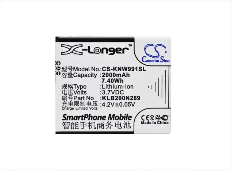 Cameron Kitajsko 2000mAh baterija za AVVIO 792 za BRONDI Stotnik 1 za KONKA W991 KLB200N289 za MEU AN500 za MODELO ZA950