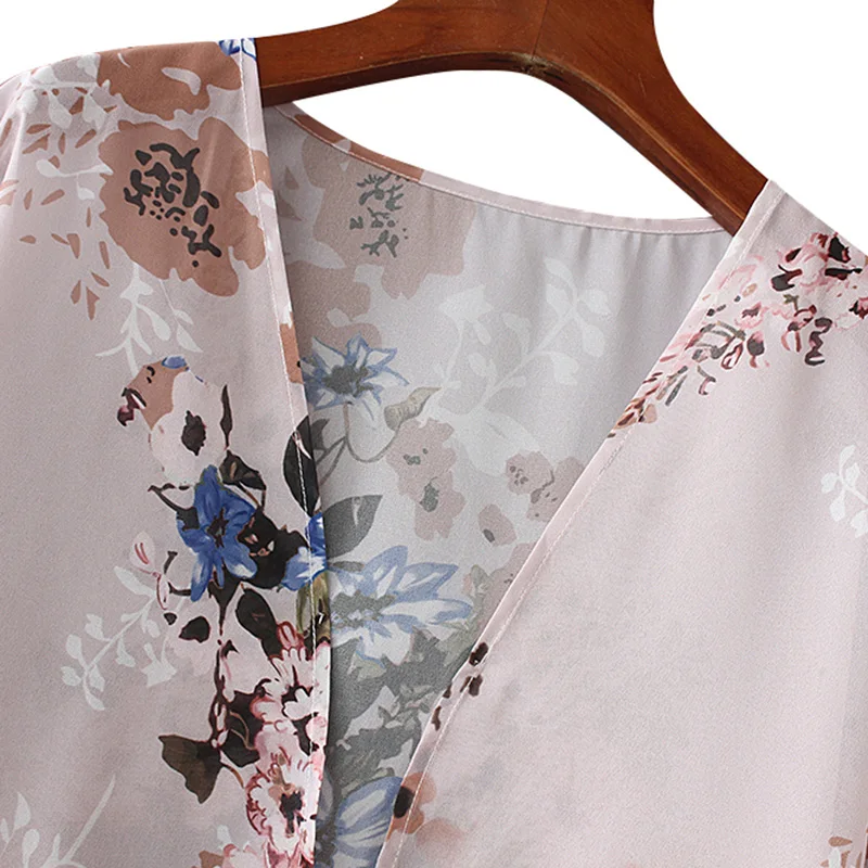 Romacci Nove Ženske Šifon Kimono Jopico Cvjetnim Tiskanja Priložnostne Ohlapna Vrhnja obleka Bluze za Ženske Plažo Bikini Zajema Ups 2019