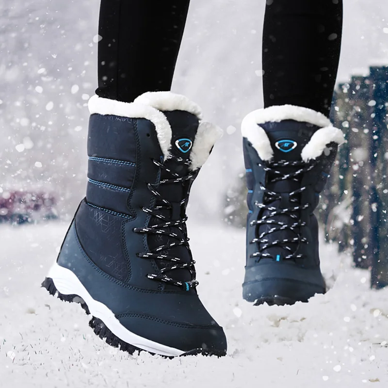 Ženske Škornji, Nepremočljiva Zimskih Čevljev Debel Plišastih Toplo Ženske Snow Škornji Non-slip Platformo Gleženj Škornji Botas Mujer Plus Velikost 42