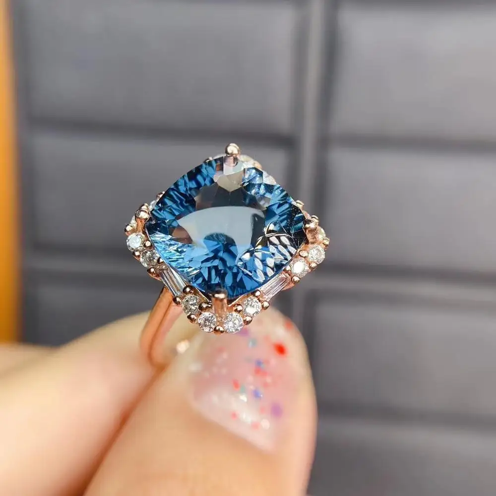 KJJEAXCMY fine nakit 925 sterling srebro vdelan naravnih modri topaz priljubljenih žensk nov prstan Podporo test vroče prodaja