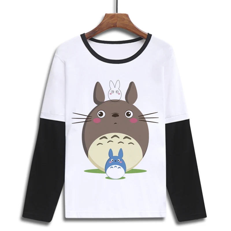 Unisex Anime Tonari no Totoro Moj Sosed Totoro T-Shirt Hayao Miyazaki Bombaž Priložnostne T-Majica, Dolg Rokav Tee Popolna Majica s kratkimi rokavi