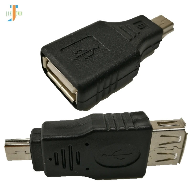 500pcs/veliko Visoko Kakovostnih USB 2.0-A Ženski Mini USB B 5Pin Male Plug Host OTG Adapter za Mobilni telefon, Tablični Črna