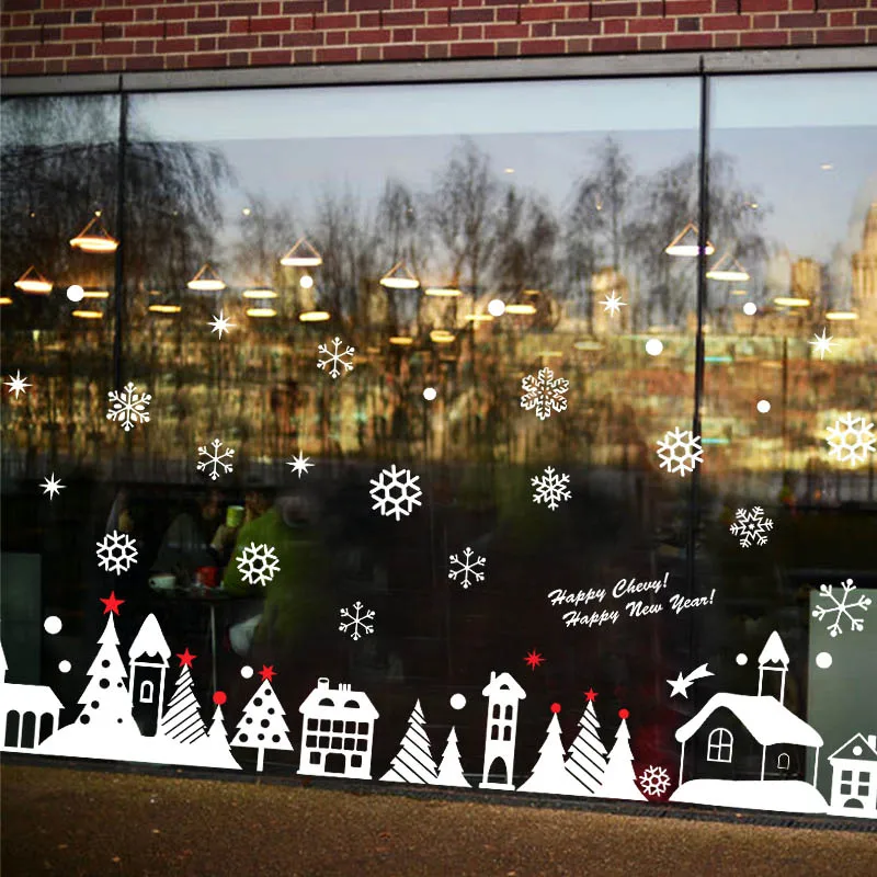 Srečno Novo Leto, Božič Okno Nalepke Restavracija Center Dekoracijo Sneg Stekleno Okno Izmenljive Božični okrasek