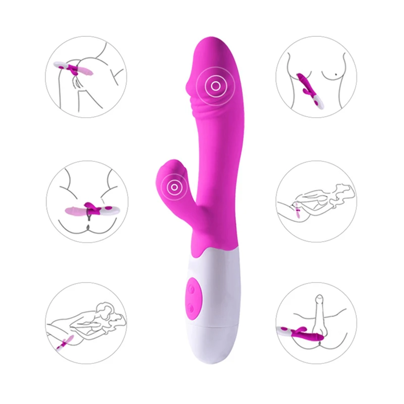 G Spot Vibrator Rabbit Vibrator za Ženske Dvojno Vibracij, Vodotesno Silikonsko Ženske Vagine, Klitoris Massager Sex Igrače Za Womens