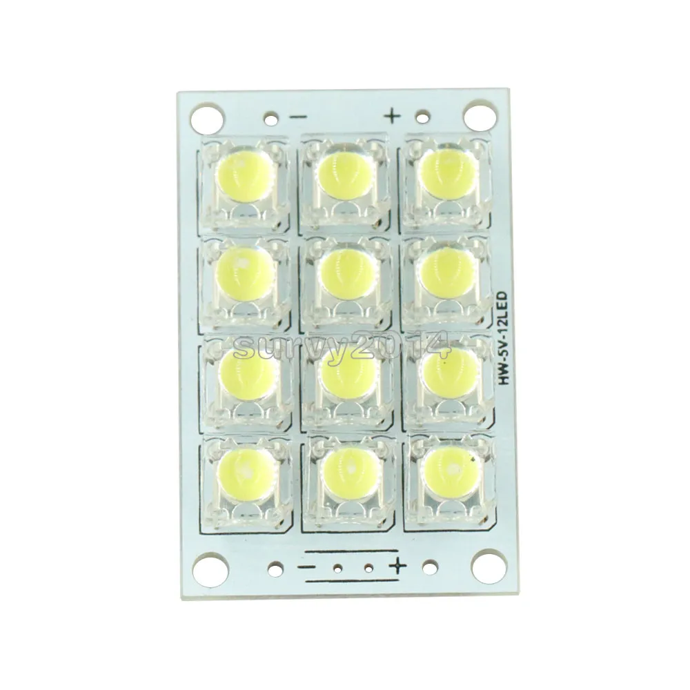 12 LED Super Svetle Bele LED Piranha Odbor Noč LED Luči Svetilka, 5mm Visoka Svetlost DC 3V-5V