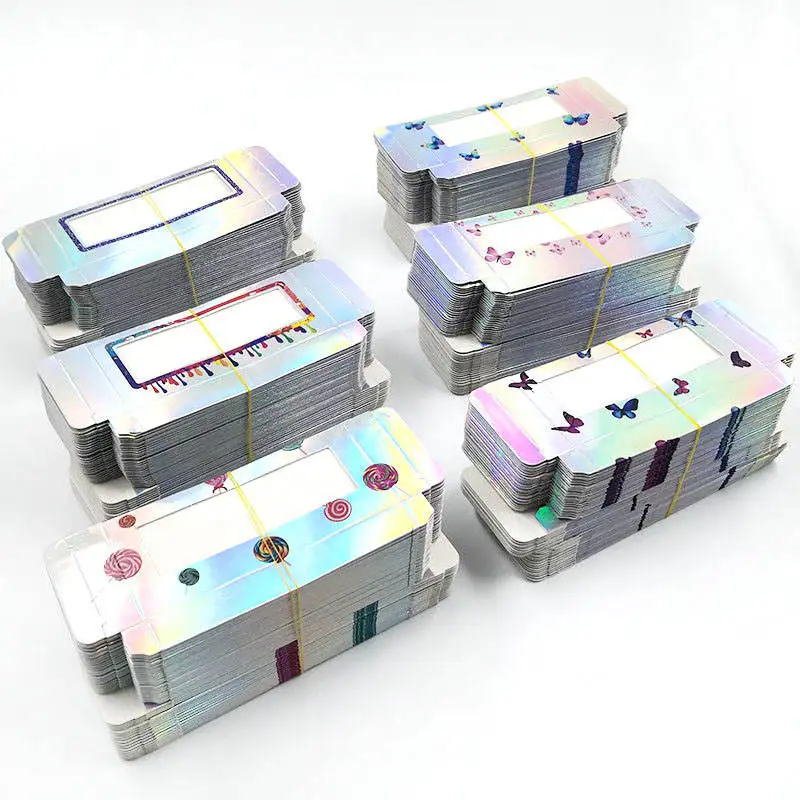 Holografski 10pcs Pakiranje škatle za trepalnic prazno trepalnice paket Multicolor papir polje Trepalnice DIYflash pakiranje polje ličila