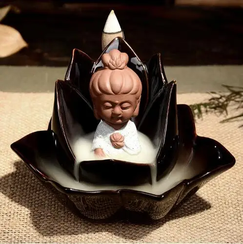 Črna Glazirana Dim Backflow Cone Kadila Gorilnik Zen, ki Je Sedel na Lotus Incensory Namizno Dekoracijo kadila gorilnik zen dekor