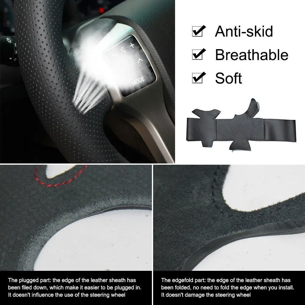 Volan Kritje za Suzuki Swift 2011 2012 2013 Ročno Šivanje Anti-slip Mikrovlaken usnja pletenic na volanu