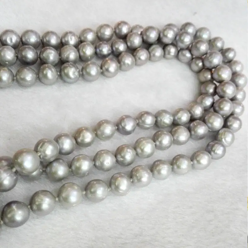Ženske Klasičen Nakit 160 cm 10 mm Siva Baročno biserna ogrlica, ki pravi naravnih sladkovodnih biserov 64inch