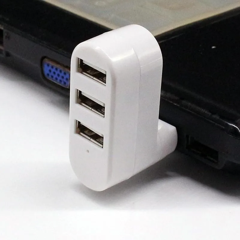 3 vrata obračanje USB 2.0 Hub Razdelilnik Prenosni Mini USB Hub Vrtljiv 2.0 Podaljšek G5I4