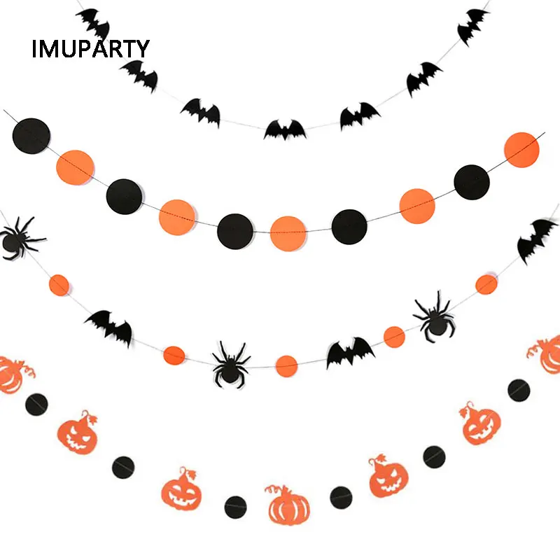 Bučna Bat Transparenti Halloween Primeru Stranka Okraski za Dom, Trgovina Knjigi Venci Oranžno Črno Grozo Pajek Bunting Zastavico